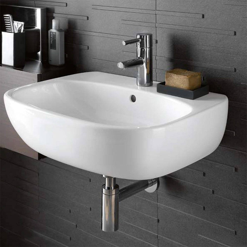 Lavabo sospeso 50 cm Geberit bianco lucido monoforo Fantasia 