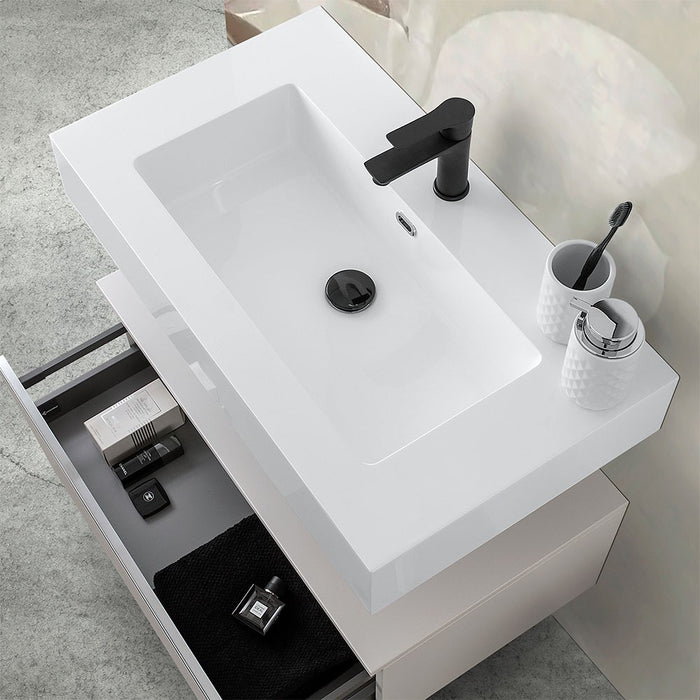 Lavabo sospeso 60 cm in resina bianco lucido Lodi