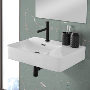 Lavabo sospeso 60x43 in ceramica lucida con ripiano a destra