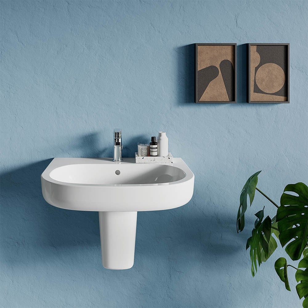 Lavabo sospeso 60x48 cm linea Mirto con troppo pieno e foro rubinetto