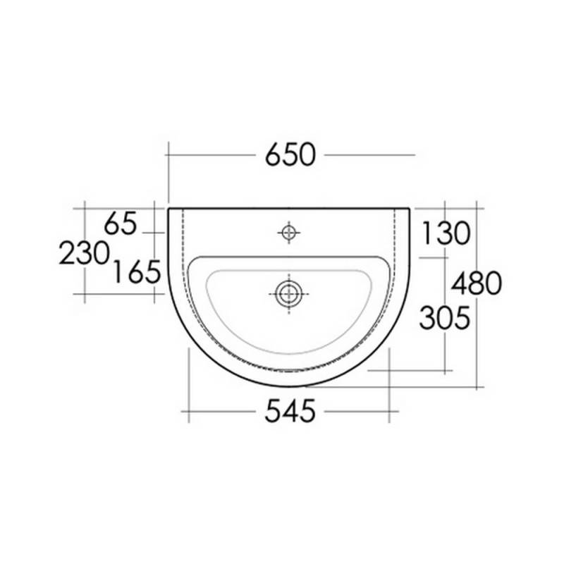 Lavabo sospeso 65 cm serie Moon cod 83594