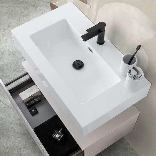 Lavabo sospeso 70 cm in resina bianco lucido Lodi