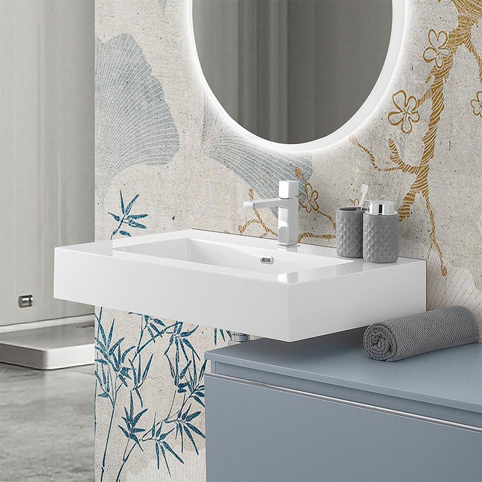 Lavabo sospeso 90 cm in resina bianco lucido Lodi