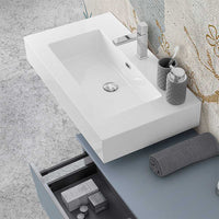 Lavabo sospeso 90 cm in resina bianco lucido Lodi