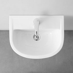 Lavabo sospeso 45 cm in ceramica bianca lucida salvaspazio