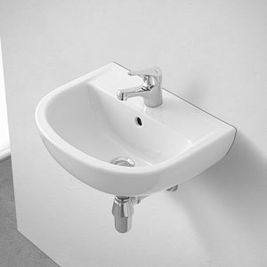 Lavabo sospeso 45 cm in ceramica bianca lucida salvaspazio