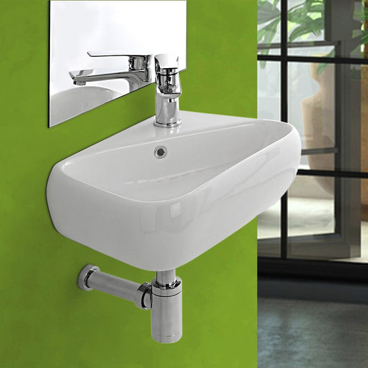 Lavabo sospeso in ceramica 45x27,5 cm bianco lucido sinistro