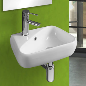 Lavabo sospeso in ceramica 45 x 27,5 cm bianco lucido destro