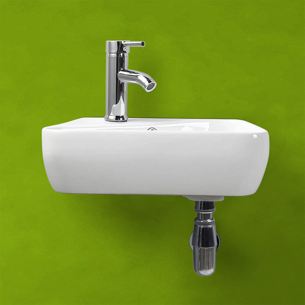 Lavabo sospeso in ceramica 45 x 27,5 cm bianco lucido destro