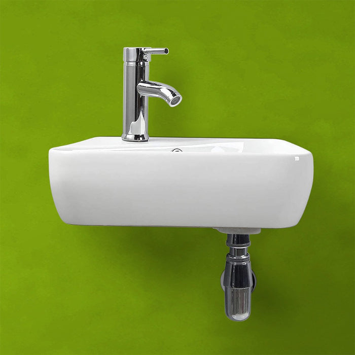 Lavabo sospeso in ceramica 45 x 27,5 cm bianco lucido destro