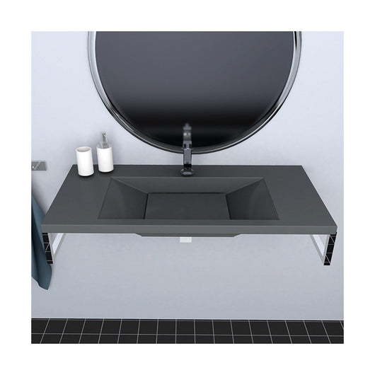 Lavabo sospeso in mineralmarmo con supporti in acciaio terral 92cm moka pronta consegna