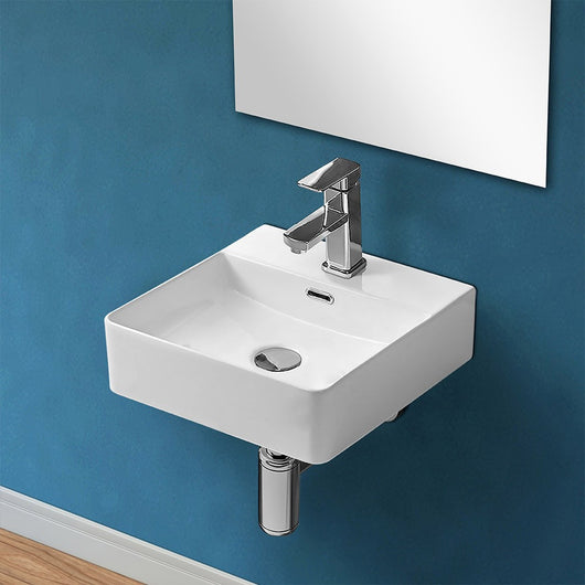 Lavabo sospeso rettangolare 41x42 cm in ceramica bianco lucido