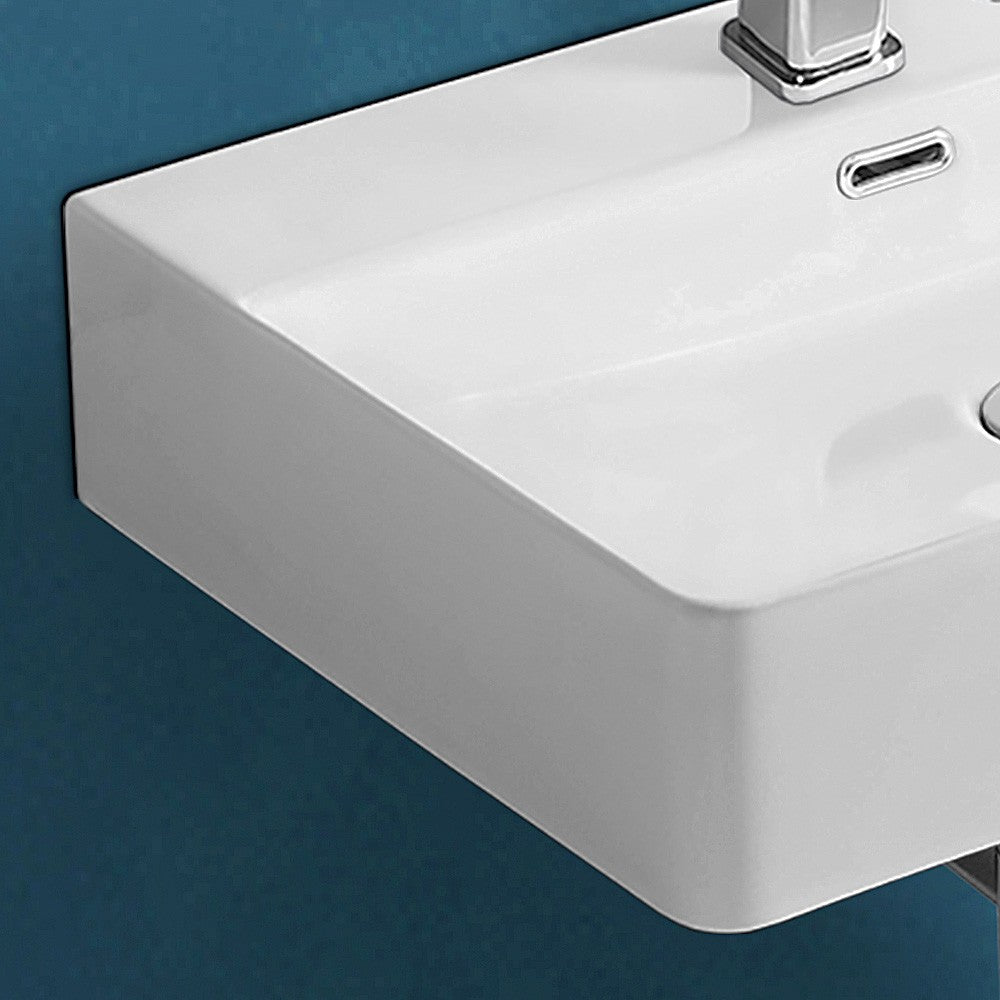 Lavabo sospeso rettangolare 50x42 cm in ceramica bianco lucido