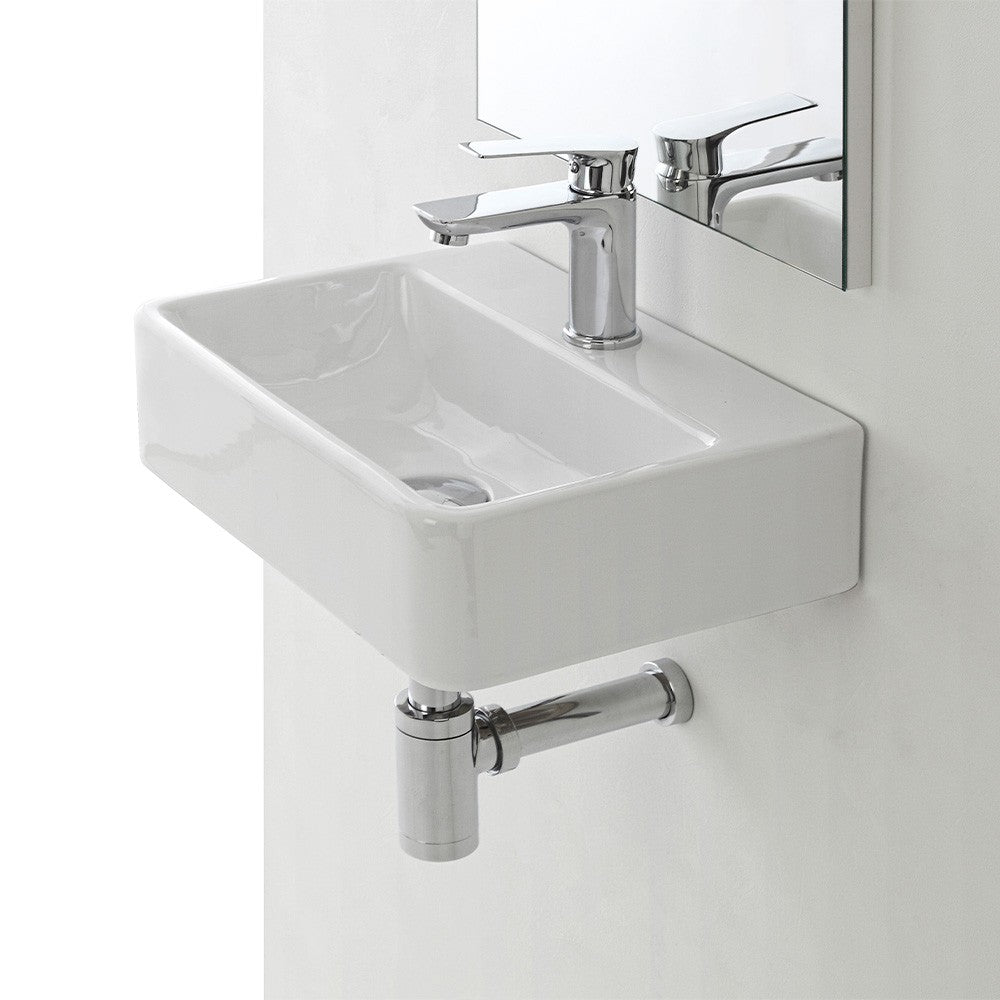 Lavabo Sospeso Rettangolare in Ceramica 40 x 29,5 cm Bianco Lucido