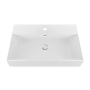 Lavabo sospeso rettangolare in resina 60 cm bianco lucido Loto 