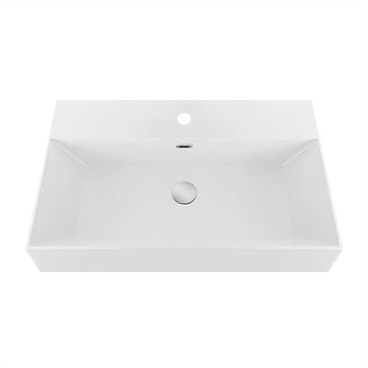 Lavabo sospeso rettangolare in resina 60 cm bianco lucido Loto 