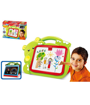 Lavagna Lavagnetta Per Bambini Hippo 2in1 Con Gessetti Cassino Pennarelli Verde         