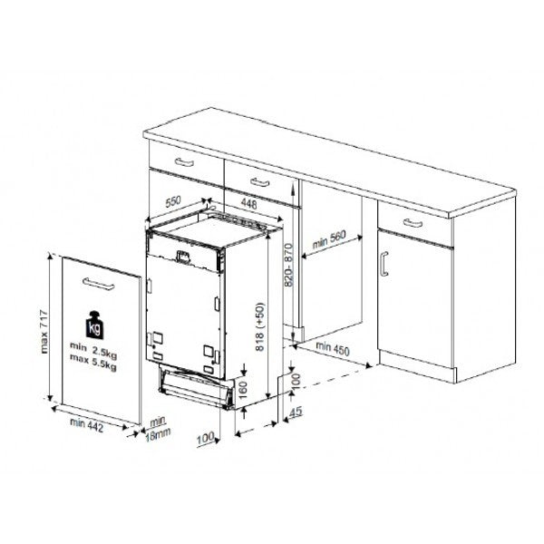 Lavastoviglie Beko DIS35020 45 cm incasso totale 10 coperti classe E