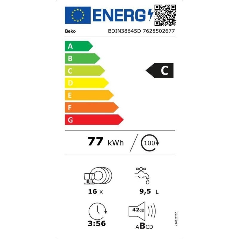 Lavastoviglie Beko BDIN38654D incasso totale 16 coperti classe C