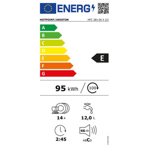 Lavastoviglie libera installazione 14 coperti Hotpoint Ariston HFC2B+26X classe E