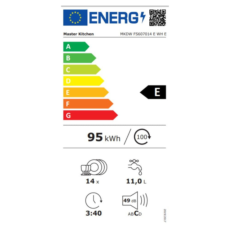 Lavastoviglie libera installazione 14 coperti MKDWFS607014EWH Master Kitchen classe E bianca