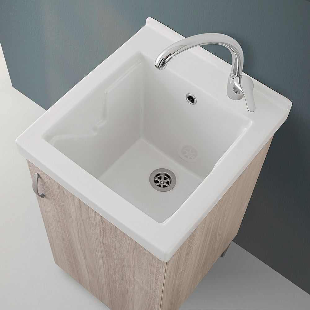 Lavatoio in ceramica 45x50 con mobile Olmo completo di piletta e scarico