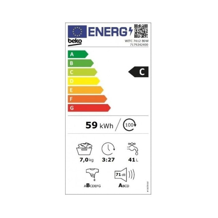 Lavatrice incasso Beko 7 kg classe A+++ WITC7612BOW