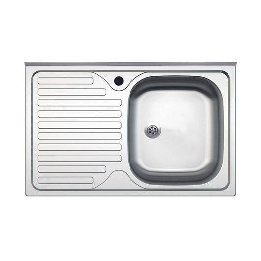 Lavello appoggio acciaio inox 80x50 cm una vasca e gocciolatoio sinistro SA216