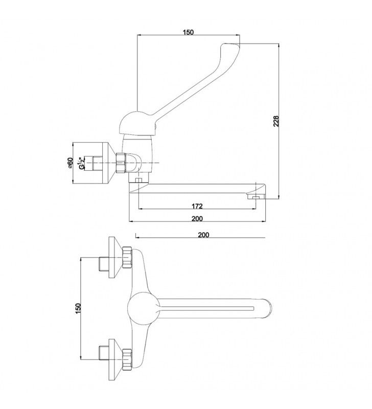 Lavello attacco a parete con leva clinica cod 75568