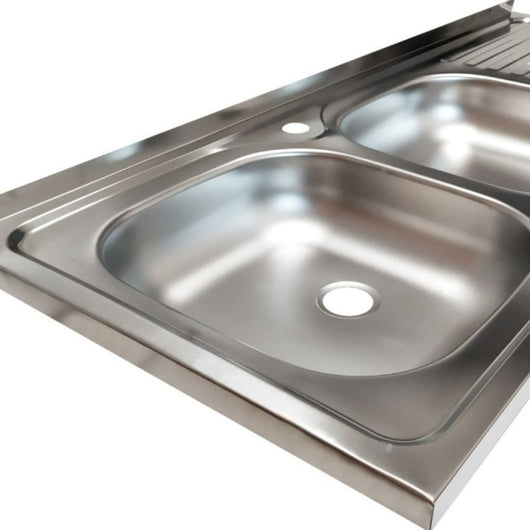 Lavello cucina acciaio appoggio 120x50 cm doppia vasca e gocciolatoio destro SA127DX