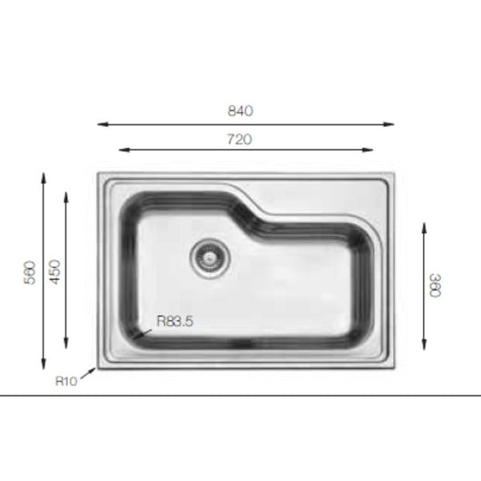 Lavello da cucina monovasca 84x56 DXT840 Samet