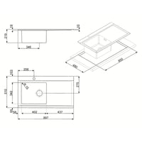 Lavello incasso 1 vasca e gocciolatoio destro 90x50 Smeg LRX901D inox spazzolato