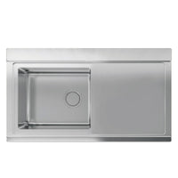 Lavello incasso 1 vasca e gocciolatoio destro 90x50 Smeg LRX901D inox spazzolato