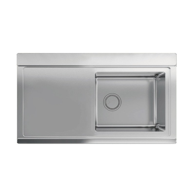 Lavello incasso 1 vasca e gocciolatoio sinistro 90x50 Smeg LRX901S inox spazzolato