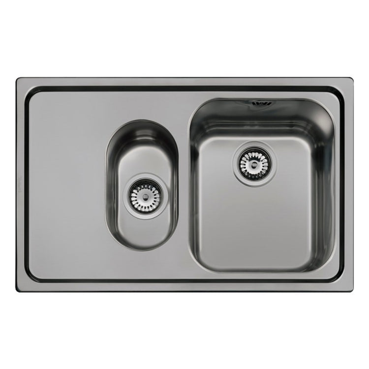 Lavello incasso 2 vasche e gocciolatoio sinistro 79x50 Smeg SP7915SN acciaio inox nero