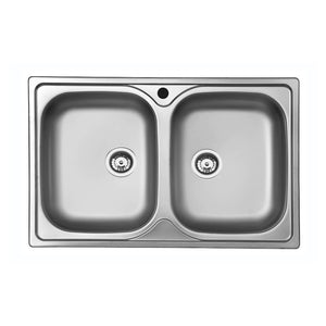 Lavello incasso cucina acciaio 79x50 cm due vasche Classic 170