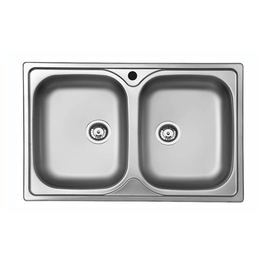 Lavello incasso cucina acciaio 79x50 cm due vasche Classic 170