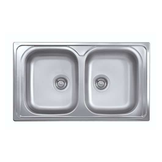 Lavello incasso cucina acciaio 86x50 cm due vasche SA322