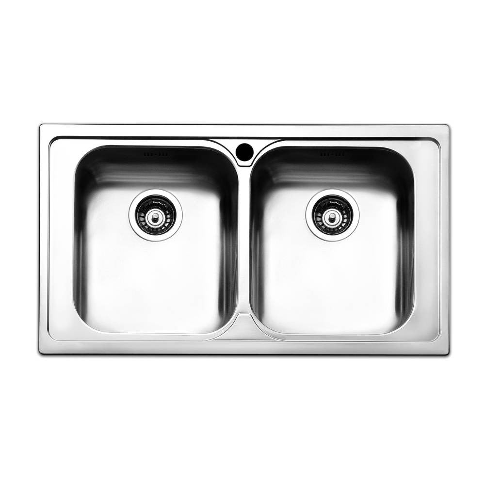 Lavello incasso cucina acciaio 86x50 cm due vasche SAXT322A