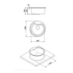 Lavello incasso rotondo diametro 48 Smeg LSE48A antracite