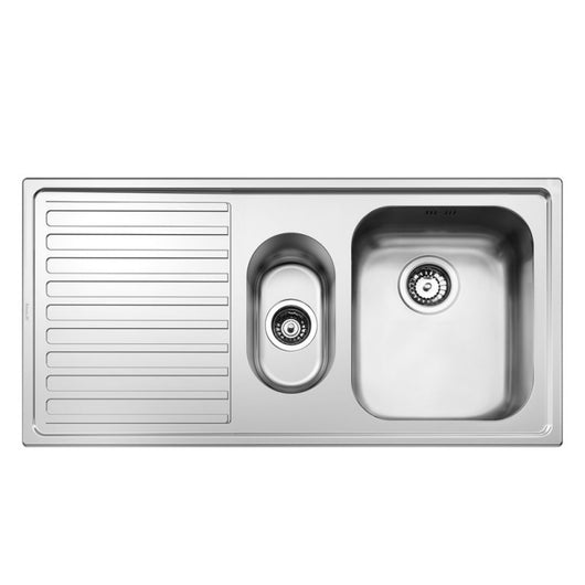 Lavello incasso semifilo 2 vasche e gocciolatoio sinistro 100x50 Smeg LL102S2 inox spazzolato