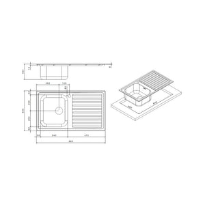 Lavello 86x50 cm destro