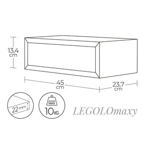 Mensola da Muro con Cassetto Modello LEGOLO MAXI, Comodino Sospeso, Mensola da Parete, 45x14.3 p23.7 cm. Finitura  ROV. SCURO - MADE IN ITALY