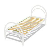 Struttura letto singolo 80x190 arco, colore bianco, telaio in metallo e doghe in legno - Comprarredo