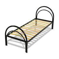 Struttura letto singolo 80x190 arco, colore nero, telaio in metallo e doghe in legno - Comprarredo