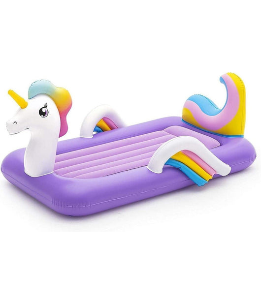 Lettino Gonfiabile Per Bambini Unicorno 196x104x84 Cm Materasso Floccato 67713         