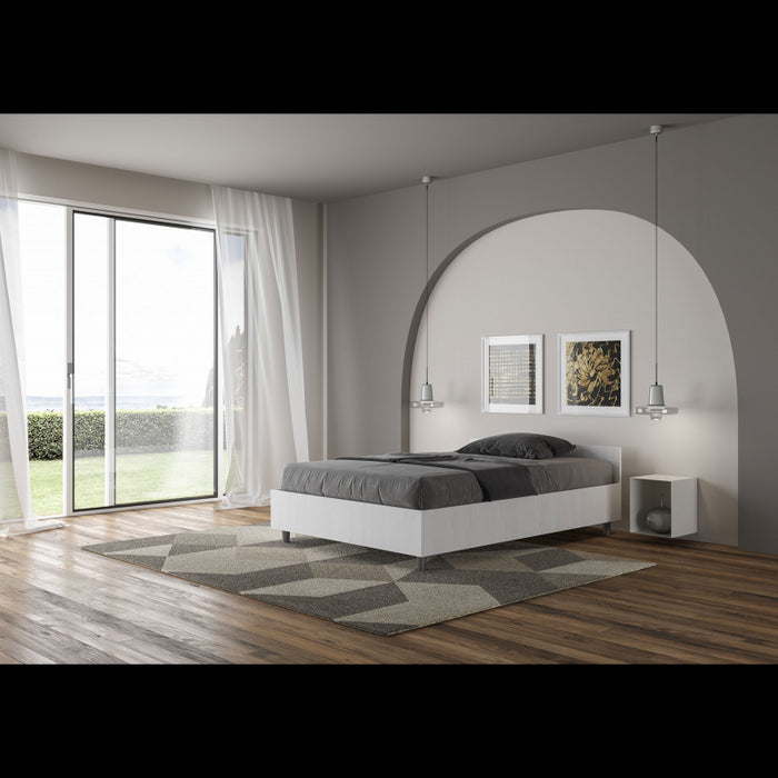 Letto 1 piazza e mezza 120x190 cm Nuamo - Contenitore,Bianco Frassino