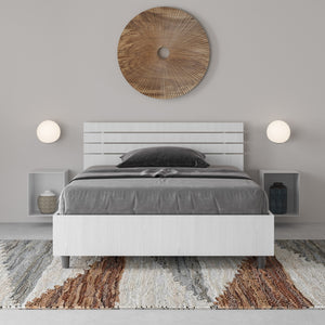 Letto 1 piazza e mezza 120x190 cm testata inclinata con doghe Ankel - Contenitore,Bianco Frassino