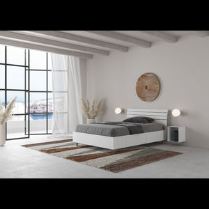 Letto 1 piazza e mezza 120x190 cm testata inclinata con doghe Ankel - Contenitore,Bianco Frassino