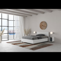 Letto 1 piazza e mezza 120x200 cm testata dritta con doghe Ankel - Con rete,Bianco Frassino